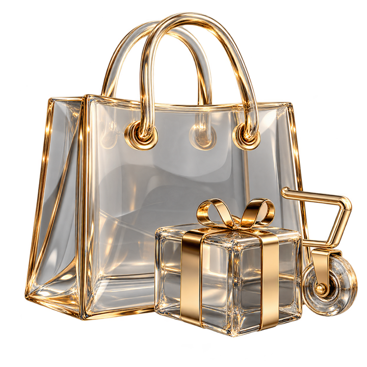 Glass shopping bag and parcel for e-commerce